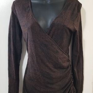 Jessica Brown Ruched Faux Wrap Top M (12)